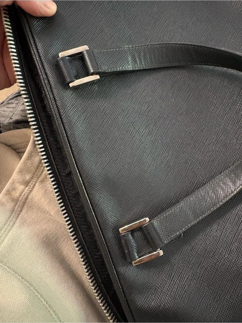 Men's Black Prada Leather Briefcase Travel & Work Bag